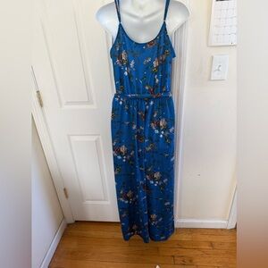 Timing Blue Floral Maxi Dress with Waist Tie